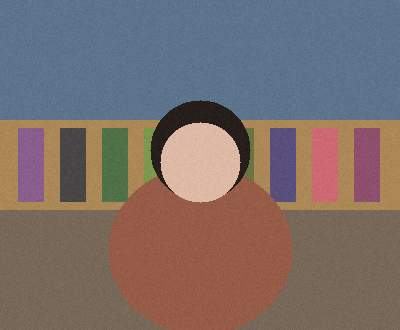 A person in a cluttered room